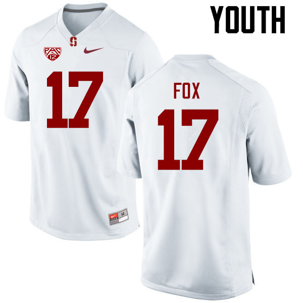 Youth Stanford Cardinal #17 Jordan Fox College Football Jerseys Sale-White